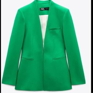 ZARA LAPELLESS SUIT BLAZER